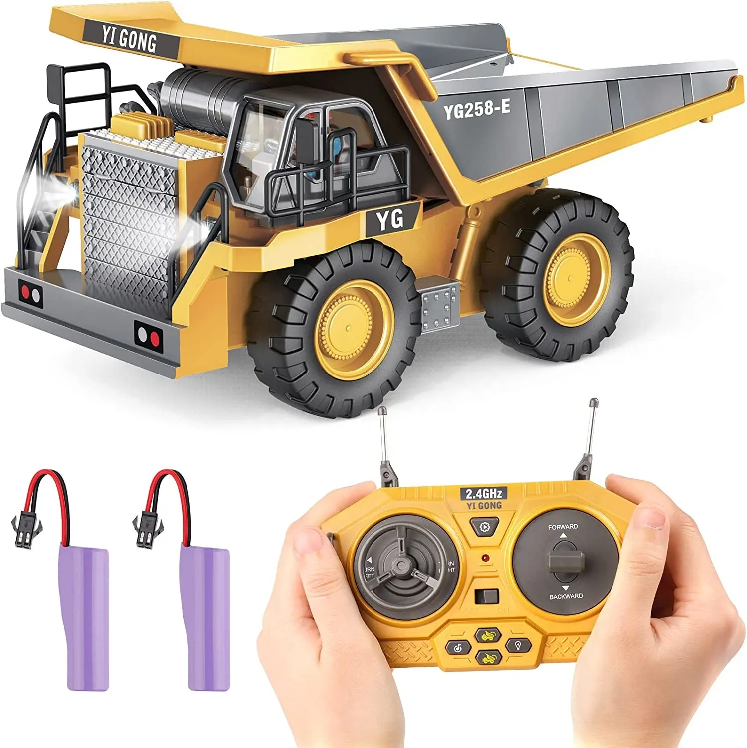 2.4G 1/24 9WD RC Dump Truck Toy Remote Control Toys For Adults Kids RC Cars Vehicle With Metal Bed and Light/Music