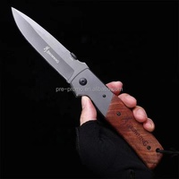 Haute dureté petit couteau pliant de camp en plein air lame en acier à haute teneur en carbone avec manche en bois personnalisable OEM bricolage