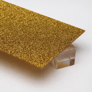 1220x2440mm Gold Glitter Acrylic Sheets Light Golden Glitter Plexiglass Sheets for DIY Decor