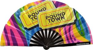 Custom Logo Printing Luxury Plastic Crafts Handheld Folding Fan 33cm Oxford Satin Fabric Silk Finish Carved New Year Halloween - Product Image 4