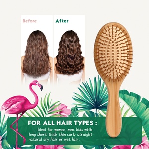 Ionic sinh thái thân thiện tre gỗ Fluffy tóc làm mịn lược thiết lập in mô hình massage đệm không khí 12 miếng nhà hiển thị hộp - Product Image 3