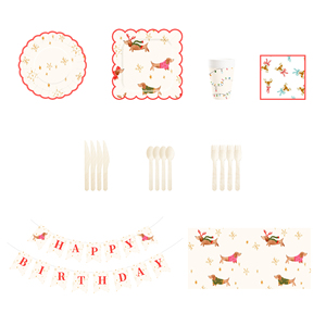 DAMAI Christmas Kids Happy Birthday Party Supplies Yellow Star Red Christmas Elk <b>Disposable</b> <b>Tableware</b> Paper Napkins Cups Plates - Product Image 6