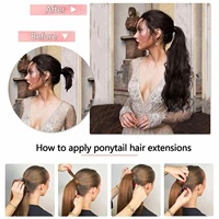 Queue de cheval Amygirl style bouclé crépu à enrouler avec cordon de serrage, 100% cheveux humains vierges Remy européens, doux, lisses, pliables, noirs, vente en gros