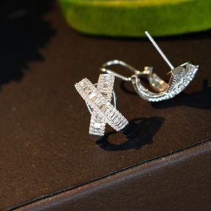 Pendientes de Oro Real de 18K y Diamantes Naturales en Forma de X, Joyería Elegante y Bonita de Xinfly para Damas - Product Image 2