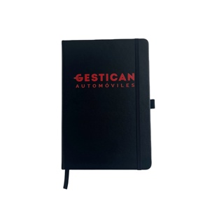 Carnet de notes A5 noir en gros, couverture rigide, reliure thermique, en cuir PU, avec sangle élastique, logo personnalisé, bloc-notes de bureau, agenda - Product Image 1