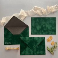Ensemble d'invitations personnalisées avec monogramme en feuille d'or, enveloppes en velours colorées, pour mariage, fête, festival, envois par courrier