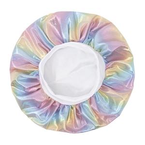 Bonnets en Satin Élastiques Ronds pour Bébés avec Logo Personnalisé pour Cheveux d'Enfants, Accessoire Capillaire en Soie Métallisée Laser pour Enfants - Product Image 6