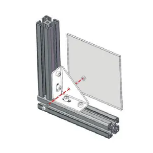 Soporte de esquina de acero personalizado 1241 45*90 utilizado para instalar el panel con perfil de aluminio 2550 3060 4080 4590 para línea de montaje