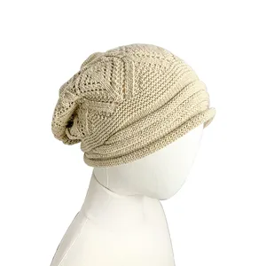 Kadın yaz hımbıl el yapımı akrilik tığ kapaklar rahat örme bere özel şapka oymak
