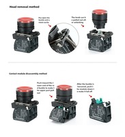 Botón Pulsador Plano Momentáneo Luminoso XB4 de 22mm con Luz LED, Interruptor de Panel de Plástico 12V 24V 220V