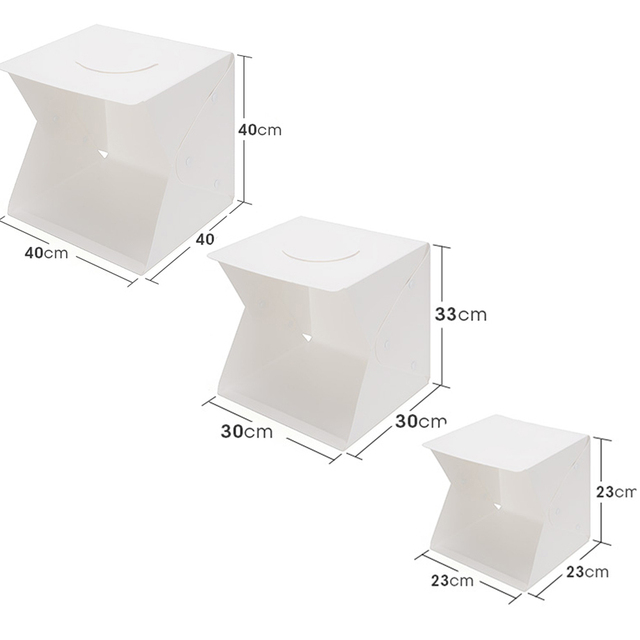 2 LED Folding Light Box 20/30/40 CM Portable Photography Shooting Tent Photo Studio Light Box for Photo Shoot