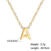 Collier pendentif 26 lettres en acier inoxydable, chaîne à maillons, plaqué or inaltérable, unisexe, tendance, pour anniversaires chrétiens