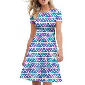 इसके अलावा आकार की महिलाओं की बड़ी महिला सुरुचिपूर्ण कैजुअल फल नींबू संतरे का फूल केले प्रिंट छोटे आस्तीन शाम की पार्टी पोशाक - Product Image 4