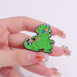 Japon karikatür sevimli Anime periferik alaşım broş yeşil dinozor Schoolbag dekorasyon Pin yaka Pin Metal rozeti - Product Image 3