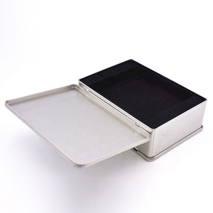 भंडारण और संगठन के लिए हिंग चांदी सादे धातु पैकेजिंग के साथ खाद्य ग्रेड आयत टिन बॉक्स - Product Image 6