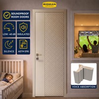 Porte intérieure canadienne pré-montée en bois massif blanc insonorisée avec isolation phonique matelassée en losanges pour chambre principale