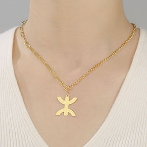 Collier symbole berbère africain Collier ethnique lettre <span class=keywords><strong>Amazigh</strong></span> Yaz Amulette tribu <span class=keywords><strong>Bijoux</strong></span> religieux en acier inoxydable - Product Image 3