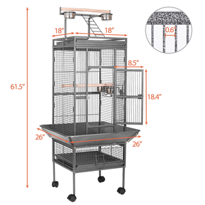Cage à oiseaux en fil métallique argenté et noir pour perroquets, grande cage extérieure pour perroquets, prix de gros abordables - Product Image 2