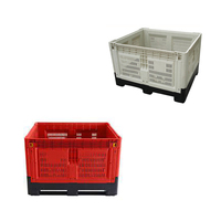 Caisse palette en plastique ventilée, pliable et empilable Midwell, robuste, en maille, recyclable, 1200x1000x810mm, conteneur pliable pour fruits