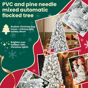 Christmas <b>Tree</b> <b>with</b> Premium PVC Needles and 1964 Branch Tips, Pre-Lit Snow Flocked Hinged Pine <b>Tree</b> <b>with</b> Solid Metal Stand - Product Image 6