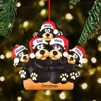Pendentif familial ours noir en résine de haute qualité, créatif et mignon, pour décoration de sapin de Noël, fournitures de cadeaux de fêtes