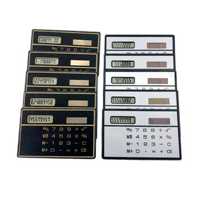 Card Calculator Ultra Thin Solar Powered Mini Plastic 8 Digits Black Silver Four Rows - Product Image 1