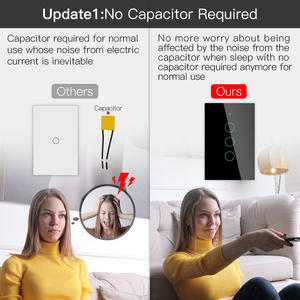 Interrupteur intelligent Alexa <span class=keywords><strong>Google</strong></span> <span class=keywords><strong>Home</strong></span>, panneau tactile en verre, bouton poussoir, interrupteurs muraux MOES - Product Image 3