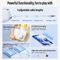 Kabel Data Type-C Retractable 240W (1m) Pengisian Cepat Konduktor Tembaga Murni Kompatibel untuk iPad untuk Printer Mobil