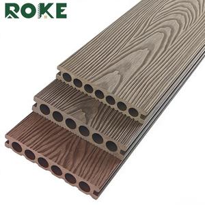 Planches de terrasse WPC co-extrudées avec revêtement, imitation bois, antidérapantes, résistantes à l'eau, à clipser, pour jardin extérieur, fabriquées par ROKE Factory Co. - Product Image 1