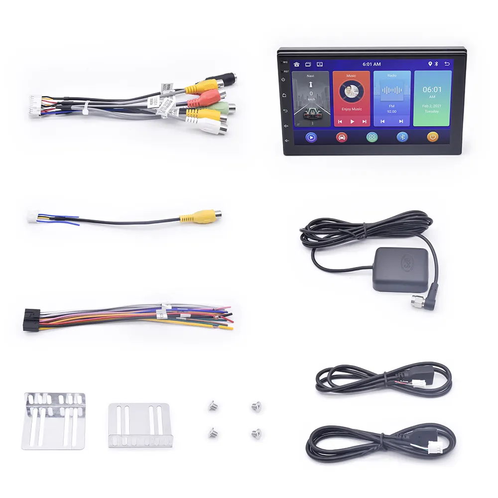 Electronique Auto Unité Principale Multimédia Universelle 7 Pouces Double Din Autoradio Navigation Android 10 Lecteur Dvd de Voiture avec BT