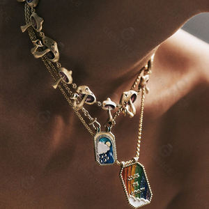 Gemnel 925 <span class=keywords><strong>Silver</strong></span> After the Rain Comes the Rainbow Scapular Gradual Transition Collar de esmalte con diamantes CZ - Product Image 4