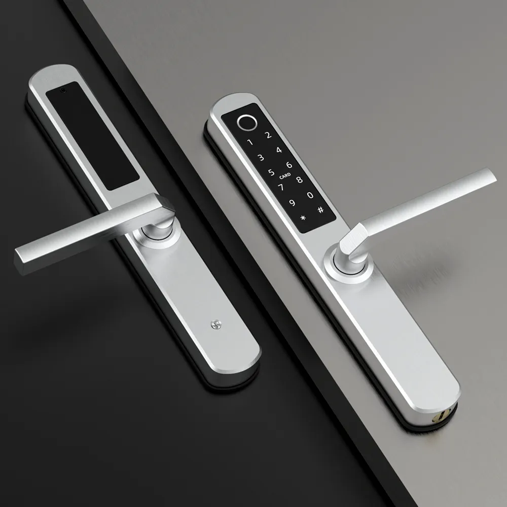 スマートドアロック防水304ステンレス鋼スライディングゲートガラスttlockAPP付きデジタル指紋ドアロック