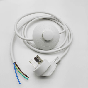 AC 110V 220V 2 Prong ปลั๊กสายไฟอินไลน์ผ้าครอบคลุมขยายสายไฟโคมไฟ Golden เท้าเหยียบสวิทช์ - Product Image 1