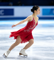 Robe de patinage artistique rouge sans manches, dos nu en V profond, jupe asymétrique ornée de strass pour filles et adultes, compétition et performance