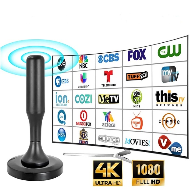 4K Full HD Compatible Indoor Digital TV Antenna for Smart and Older TVs up to 400 Miles Range