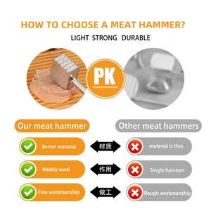Attendrisseur à viande double face en aluminium avec long manche, marteau à steak durable pour bœuf, outil de cuisine de qualité alimentaire - Product Image 2