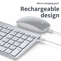 Combo de Teclado y Ratón Inalámbrico BT Mini Portátil y Delgado, en Oferta, para Mac, PC, iPhone, iPad, iOS, Android, Windows