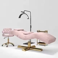 Table de Massage Pliante et Réglable Personnalisée pour Esthéticienne, Soins du Visage, Spa et Salon, Lit Courbé Rose pour Cils