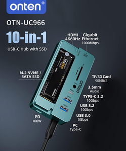<span class=keywords><strong>SSD</strong></span> muhafaza OTN-UC966 dayanıklı alüminyum kasa ile 10-in-1 USB <span class=keywords><strong>C</strong></span> Hub - Product Image 2