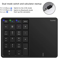 Keypad Numerik Nirkabel Dengan Touchpad BT 2.4G Mode Ganda Untuk Penggunaan Tablet Laptop Akuntan
