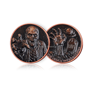 1oz .999 Fijngesmeed koperen munt Zombie Undead Horror 3D hoog reliëf munt voor Halloween cadeau - Product Image 5