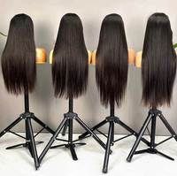 Perruques en cheveux humains vietnamiens bruts, double densité, lisses, noirs naturels, avec dentelle transparente HD 13x4 sans colle, pour femmes, vente en gros