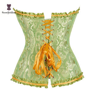 Corsé Verde Elegante de Jacquard con <span class=keywords><strong>Tirantes</strong></span> y Lazo, Estilo Bustier, para Mujeres de Talla Grande - Product Image 4