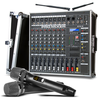 Amplificateur Audio de Puissance Professionnel Biner GT8M 8 Canaux avec Deux Microphones Sans Fil pour Scène, Mariage et Table de Mixage Audio Amplifiée