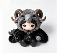 Figurine OEM personnalisée Capricorne style sombre en PVC et ABS avec peluche douce et moelleuse, jouet d'art de collection en boîte mystère sur le thème des constellations