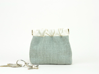 Pochette à bijoux en lin texturé, mini, portable, avec fermeture à pression, logo personnalisé.