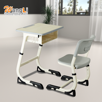 Bureaux d'école modernes sur mesure avec tablette d'écriture et chaises, construction en acier, pour salles de classe et parcs, ergonomiques pour un confort optimal