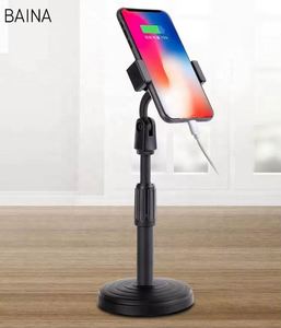 Support de tablette 2-en-1 rotatif à 360° pour bureau, idéal pour le streaming en direct et les prises de vue aériennes, avec base ronde – Vente en gros - Product Image 2