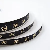 Rouleau de luxe Cintas Fournisseur Logo en feuille d'or imprimé personnalisé Ruban gros-grain personnalisé pour emballage cadeau