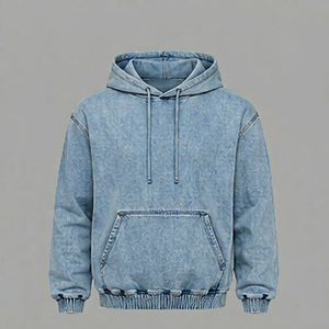 Sweat-shirt à capuche en denim pour homme de qualité supérieure avec poche kangourou - Product Image 1